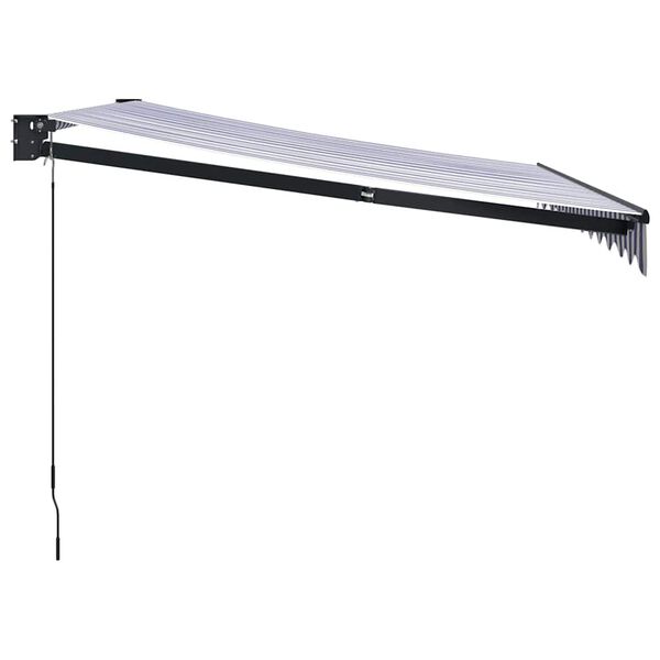 vidaXL Markis inf&auml;llbar bl&aring; och vit 3x2,5 m tyg och aluminium