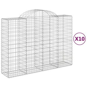 vidaXL Gabioner b&aring;gformade 10 st 200x50x140/160 cm galvaniserat j&auml;rn