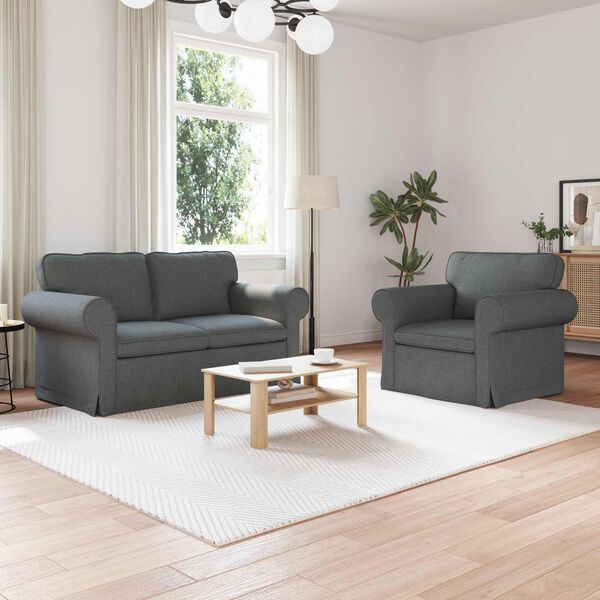 vidaXL Soffa 120cm 2 pcs M&ouml;rkgr&aring; Metall