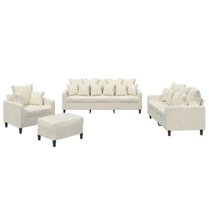 vidaXL Soffgrupp med dynor 4 delar gr&auml;ddvit sammet