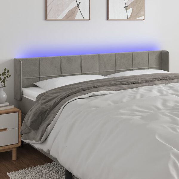 vidaXL S&auml;nggavel LED ljusgr&aring; 183x16x78/88 cm sammet