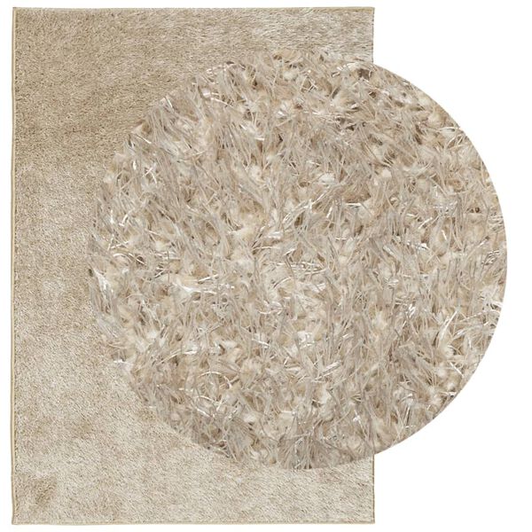 vidaXL Matta ISTAN l&aring;ngluggad glansig beige 160x230 cm