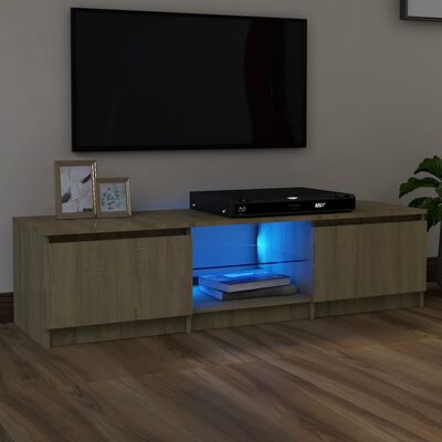 vidaXL TV-bänk med LED-belysning sonoma-ek 140x40x35,5 cm