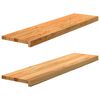 vidaXL F&ouml;nsterb&auml;nkar 2 st ljusbrun 100x30x2 cm massiv ek