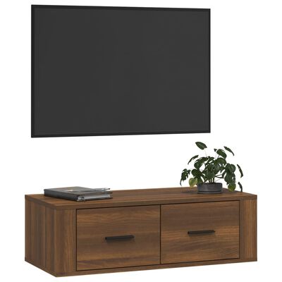 vidaXL Hängande tv-skåp brun ek 80x36x25 cm konstruerat trä