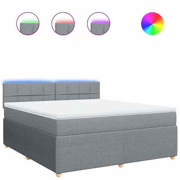 vidaXL Rams&auml;ng med madrass ljusgr&aring; 180x200 cm tyg