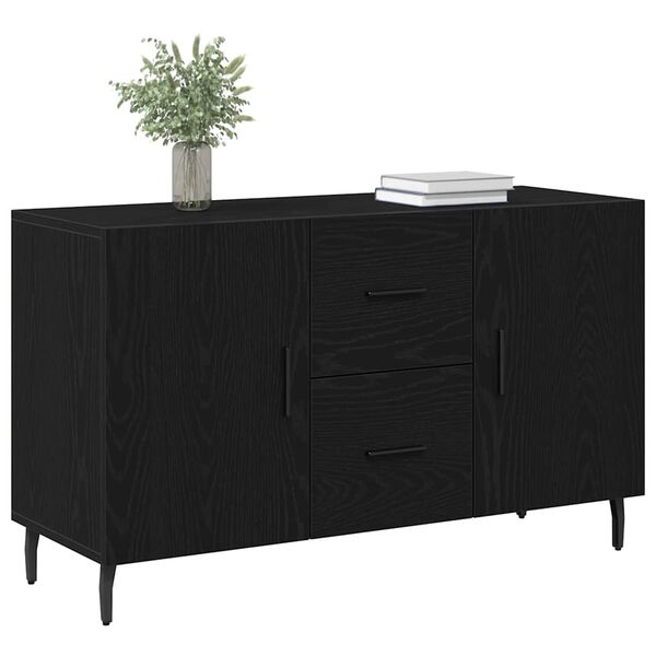 vidaXL Sideboard med låda Svart ek 100 x 36 x 60 cm Konstruerat trä