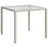 vidaXL Utebord 90x90x75 cm H&auml;rdat glas och konstrotting vit