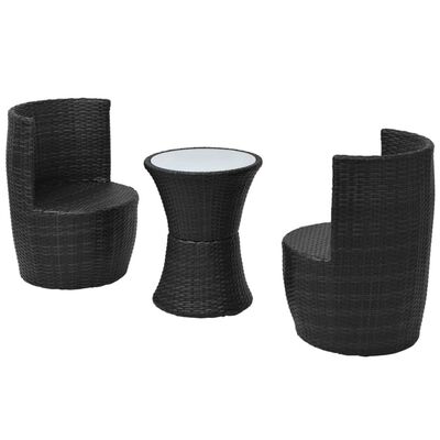 vidaXL Caféset med dynor 3 delar konstrotting svart