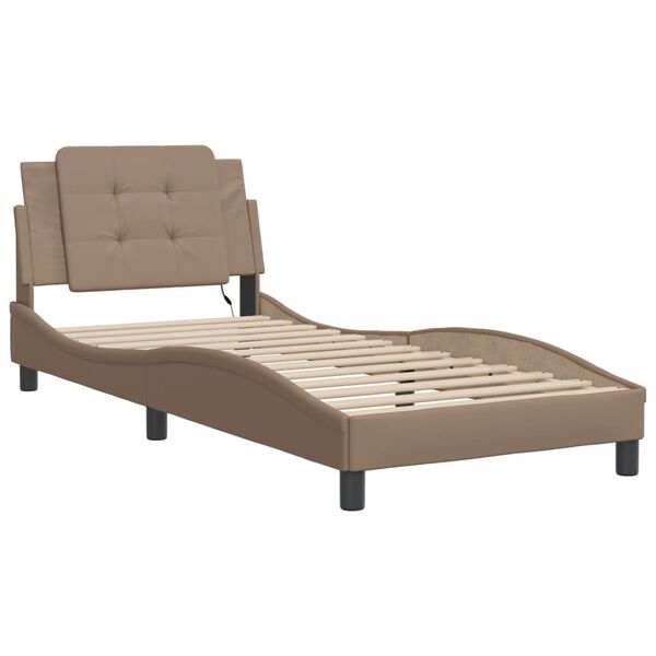 vidaXL Bed Frame with LED without Mattress "Zadar" Cappuccino 90x190 cm