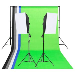 vidaXL Studiobelysning med bakgrunder & softboxar