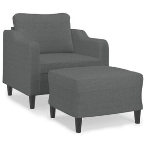 vidaXL F&aring;t&ouml;lj med fotpall m&ouml;rkgr&aring; 60 cm tyg