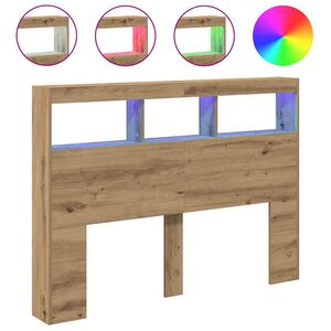 vidaXL Sk&aring;p till huvudgavel med LED Artisan ek 140x17x102 cm