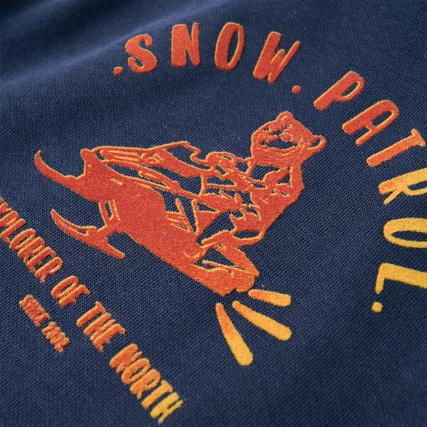 Barnhoodie blå melange och orange 116