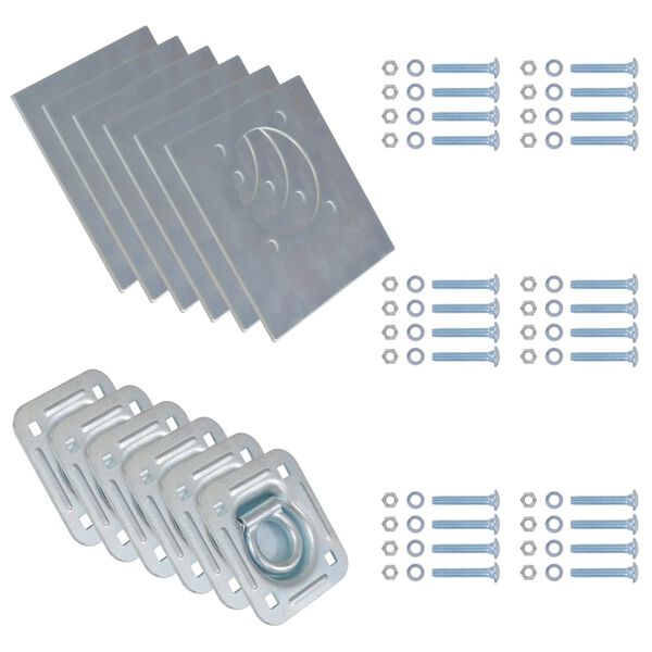 vidaXL Surrnings&ouml;glor f&ouml;r sl&auml;pvagn 6 st galvaniserat st&aring;l 2000 kg