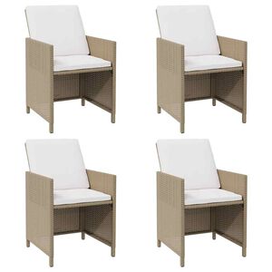 vidaXL Tr&auml;dg&aring;rdsstolar med dynor 4 st beige konstrotting