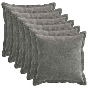 vidaXL Kudd&ouml;verdrag 6 pcs HOUTEN M&ouml;rkgr&aring; 45 x 45 cm Chenilletyg