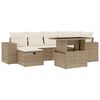 vidaXL Matgrupp f&ouml;r tr&auml;dg&aring;rden med dynor 7 delar beige konstrotting