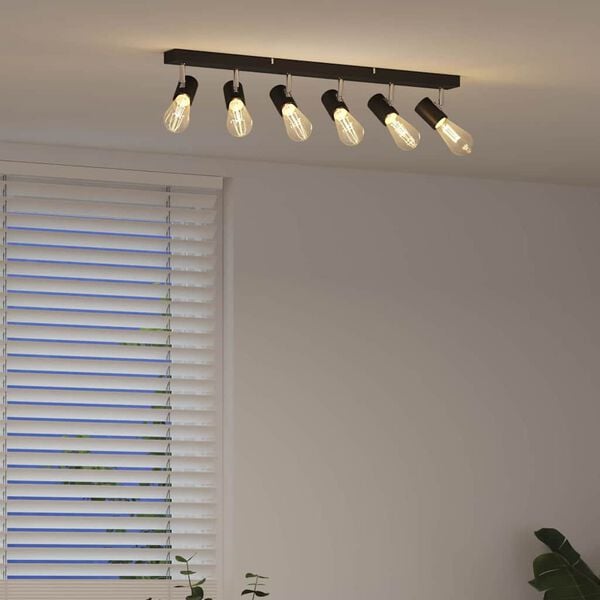 vidaXL Takspotlight med str&aring;lkastare Svart 73 x 6,5 x 11,5 cm Metall