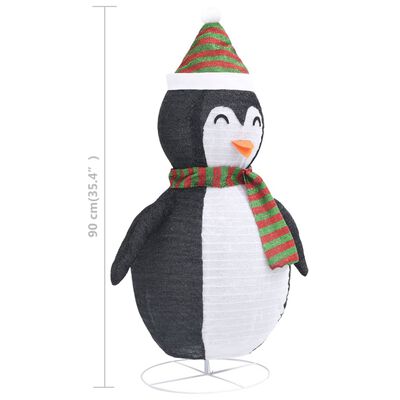 vidaXL Dekorativ pingvin med LED lyxigt tyg 90 cm