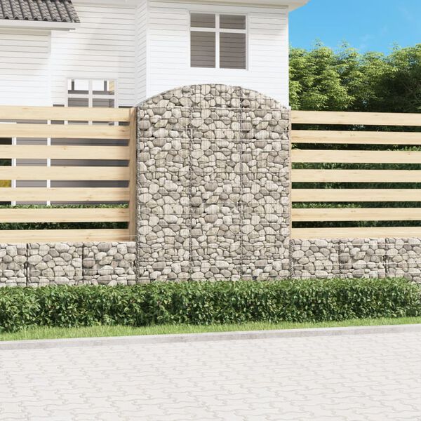 vidaXL Gabion b&aring;gformad 150x30x200/220 cm galvaniserat j&auml;rn