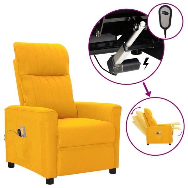 vidaXL Elektrisk massagefåtölj gul tyg