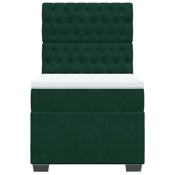 vidaXL Rams&auml;ng med madrass m&ouml;rkgr&ouml;n 90x200 cm sammet