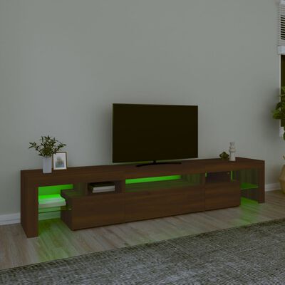 vidaXL Tv-bänk med LED-belysning brun ek 215x36,5x40 cm