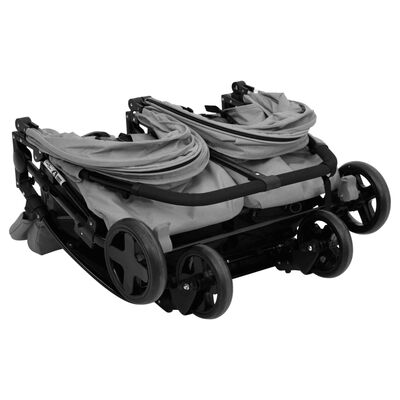 vidaXL Tvillingvagn ljusgrå och svart stål