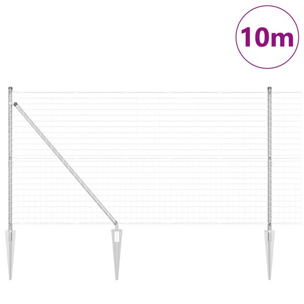 vidaXL St&auml;ngsel med stolpe Silver 1,2 x 10 m St&aring;l