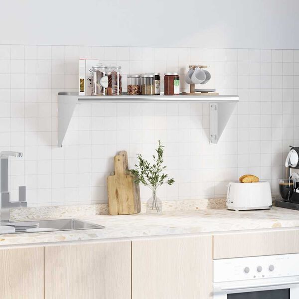 vidaXL V&auml;gghylla 100x30x31 cm silver rostfritt st&aring;l