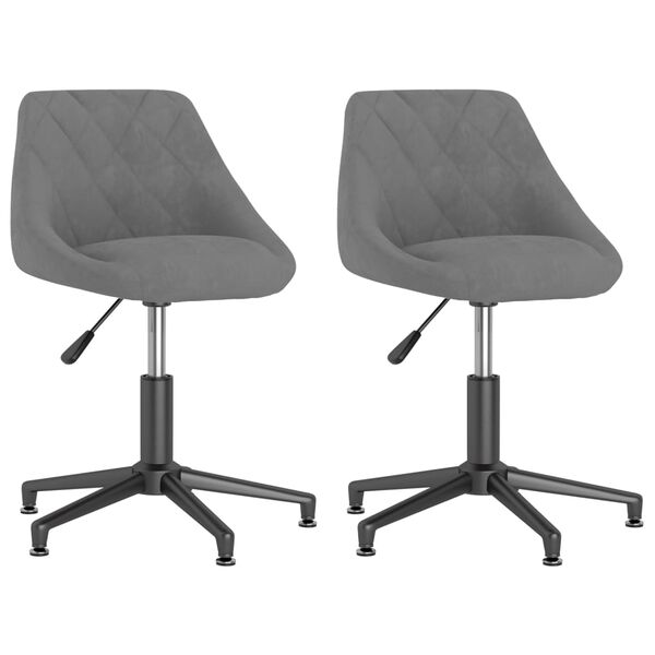 vidaXL Snurrbara matstolar 2 st ljusgr&aring; sammet