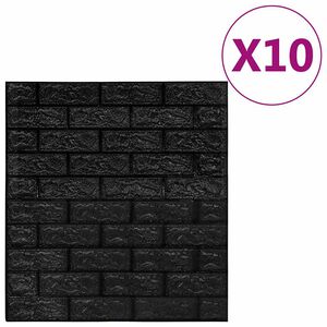 vidaXL 3D-tapet tegel sj&auml;lvh&auml;ftande 10 delar svart