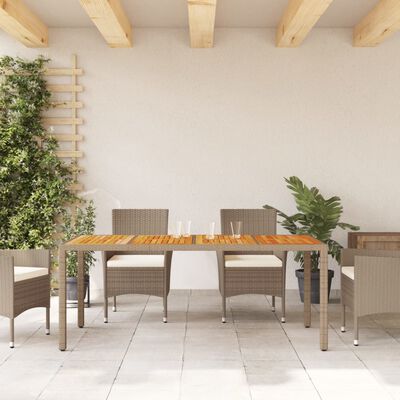 vidaXL Trädgårdsbord beige 190x90x75 cm konstrotting akaciaträ