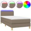 vidaXL Rams&auml;ng med madrass & LED taupe 90x190 cm tyg