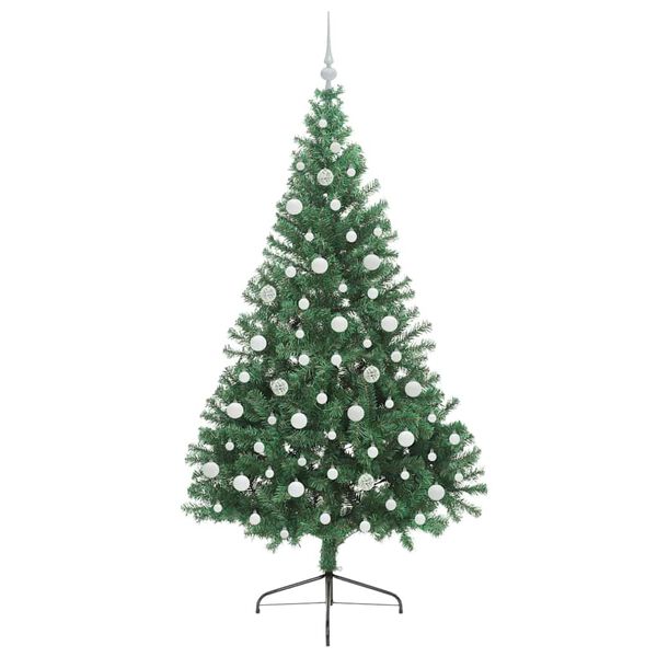 vidaXL Konstgjord F&ouml;rbelyst Julgran med 300 LED-lampor Gr&ouml;n 210 cm PVC