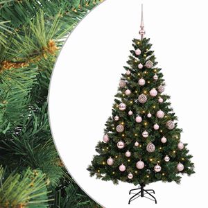 vidaXL Konstgjord julgran med kulor 120 cm 150 LED-lampor Varmvit