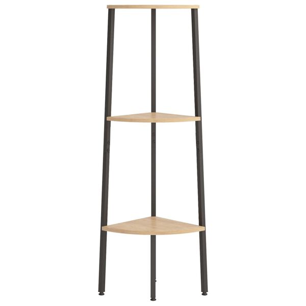 vidaXL H&ouml;rnhylla 3 hyllplan ljusbrun och svart 45,5x31,5x120 cm