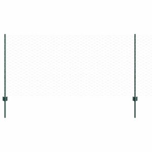 vidaXL Sexkantigt staket med stolpe 100 x 1 m PVC-belagda st&aring;l Gr&ouml;n