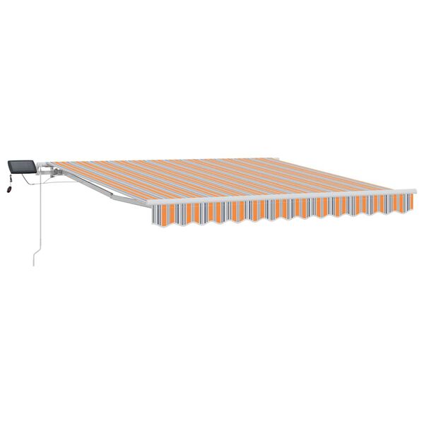 vidaXL Utf&auml;llbar markis Flerf&auml;rgsdesign 300 x 250 cm Tyger och St&aring;l