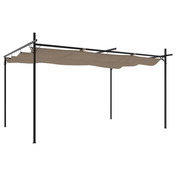 vidaXL Pergola med inf&auml;llbart tak taupe 395x292x230 cm