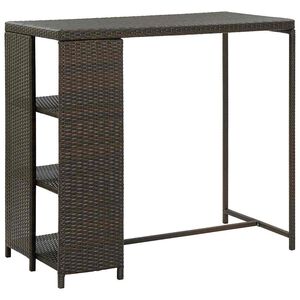 vidaXL Barbord med f&ouml;rvaringshyllor brun 120x60x110 cm konstrotting
