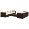 vidaXL Loungegrupp med dynor 8 delar konstrotting brun