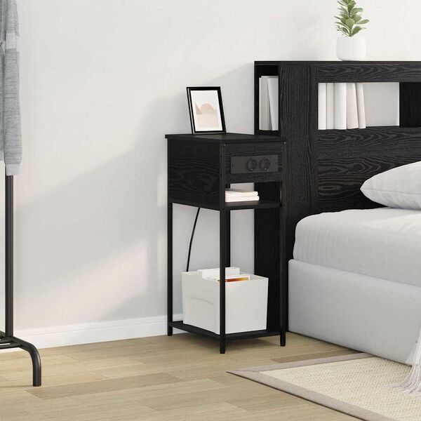 vidaXL Nattduksbord Svart Ek 41 x 28 x 76 cm Konstruerat tr&auml;