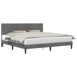 vidaXL S&auml;ngram med huvudgavel M&ouml;rkgr&aring; 180 x 200 cm Sammet
