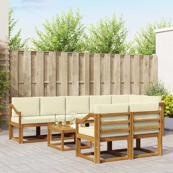 vidaXL Utomhussoffset med kudde 9 pcs Naturlig och Gr&auml;dde