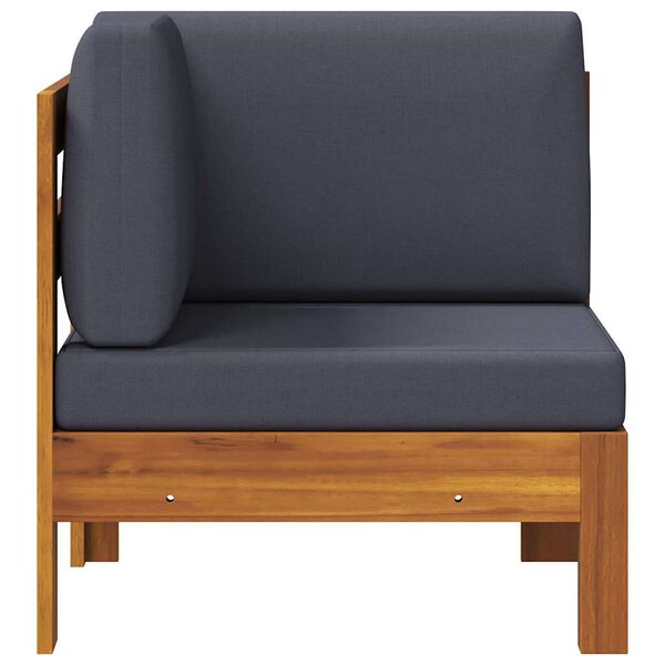 vidaXL Hörnsits med mörkgråa dynor massivt akaciaträ