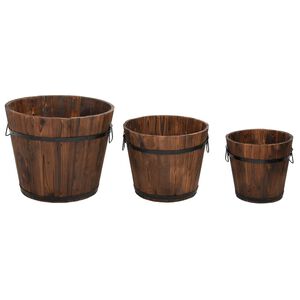 vidaXL Planteringsk&auml;rl tr&auml; 3 st set massivt grantr&auml;