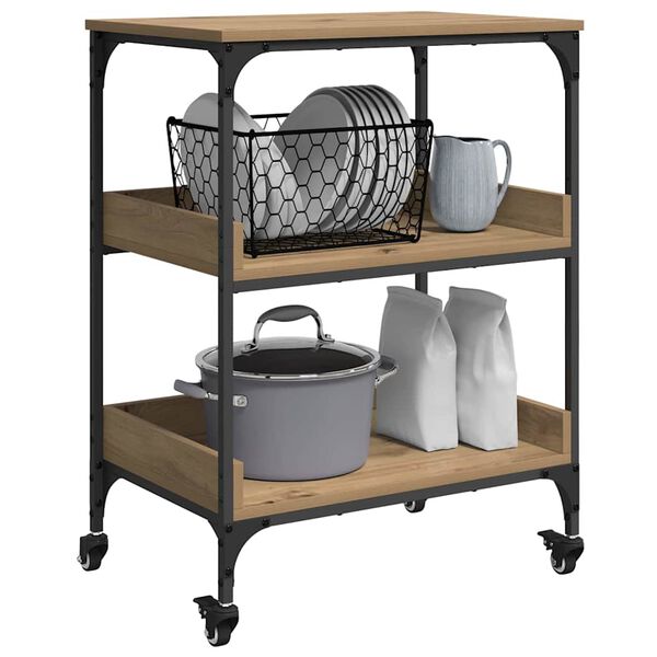 vidaXL K&ouml;ksvagn Artisan Ek 60 x 41 x 80.5 cm Konstruerat tr&auml;