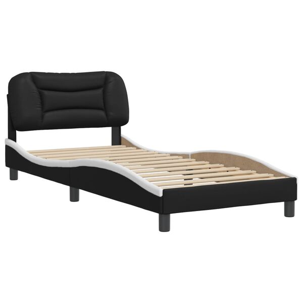 vidaXL Bed Frame without Mattress "Hvar" Black and White 90x200 cm Faux Leather